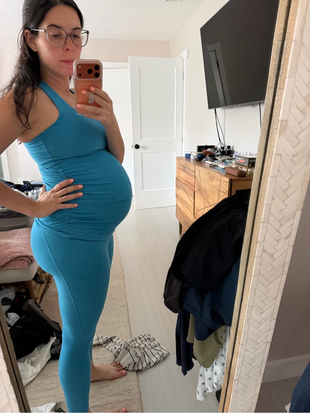 3 piece set - Beyond the Bump Bright Teal Tops & Leggings Set XS